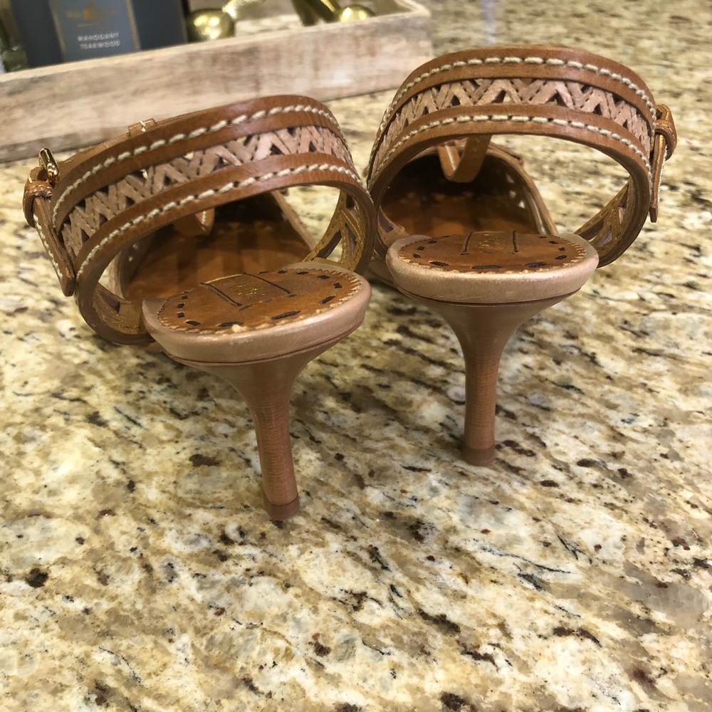 RARE‼️ Prada Laser Cut Ankle Strap Pumps in Tan Leather 37.5 - Picture 9 of 12
